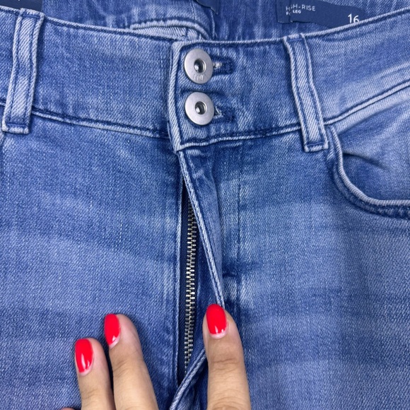 J.Jill High-Rise Creased-Front Full-Leg Jeans Size 16P Wide Leg Denim Marin Wash - Picture 6 of 14